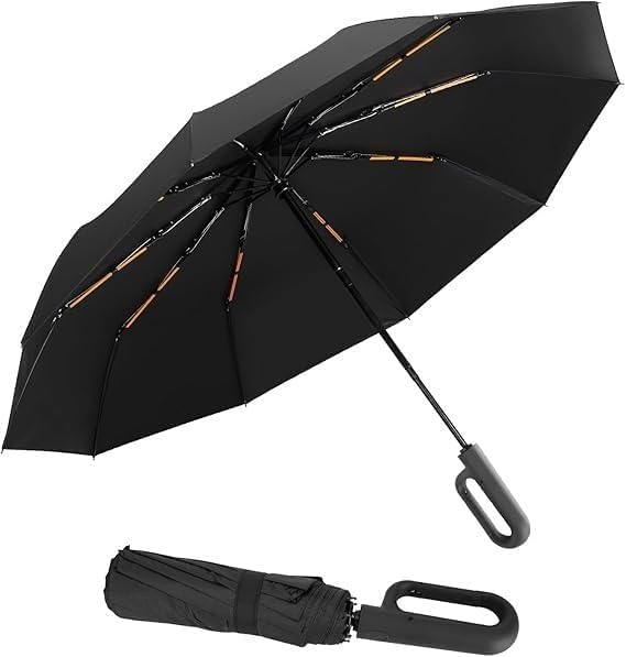 Image of Seniny Windproof Travel Umbrella, Automatic Umbrellas for Rain, Portable & Compact Umbrellas for Backpack, Strong UV for Protection, Folding Small Sun Umbrella for Car, Walking, Coral Pink, 38 inches