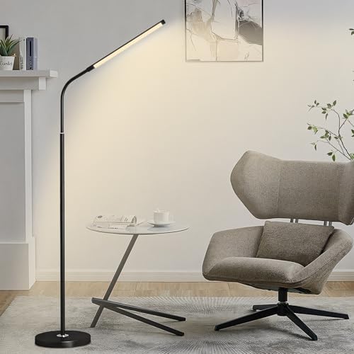Lámpara de Pie LED de Un Solo Tono, Lampara de Piso con Cuello Ci...