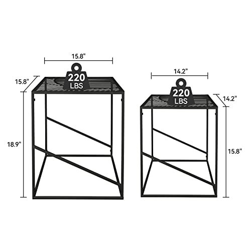 Babion Nesting Tables Set Of 2, Nesting Coffee Table, Small Nesting Tables With Sturdy Metal Frame, Black Nesting Side Tables, Nesting Tables For Living Room,Bedroom,Black #TOP2