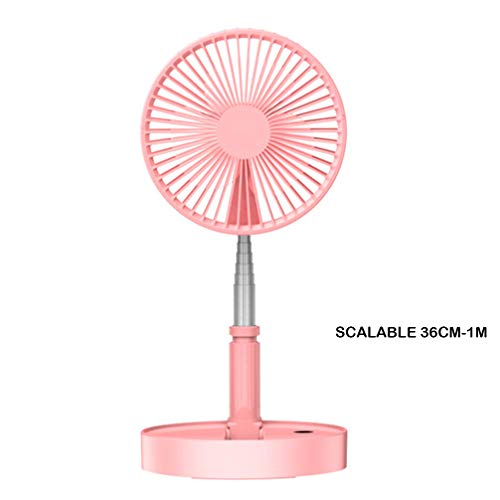 Tisch-und Standventilator,Ventilator leise Standventilator mit 4 Geschwindigkeitsstufen, Höhenverstellbarer und zusammenklappbar, Laden per USB