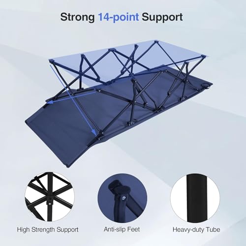Image of REDCAMP Oversized Heavy Duty Camping cots for Adults 500lbs, Extra Wide Tall Portable Sleeping Cots, XL Cots for Outdoor or Indoor Office, Blue