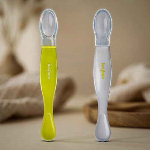 Image of Baybee Ultra Soft 3 in 1 Baby Weaning Spoon Set for Feeding | Non Toxic BPA Free Baby Training Feeding Spoon | Toddler Feeding Spoons | Feeding Spoon Set for Kids Toddlers (Pack of 2)