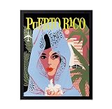 Poster Master Vintage Travel Poster - Retro Puerto Rico Print - Woman Portrait Art - Delta Air Lines Art - Gift for Her, Woman, Travel Lover - Decor for Home, Office, 18x24 Unframed Wall Art