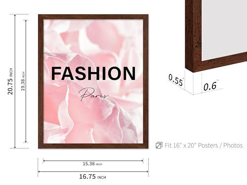 Image of Poster Master Fashion Poster - Paris Print - Pink Art - Trendy Art - Modern Art - Gift for Women & Fashionista - Luxury Haute Couture Decor for Living Room or Girl's Room, 16x20 Brown Framed