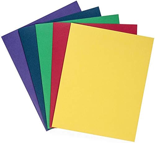 Blue Summit Supplies 50 Two Pocket Folders, Designed for Office and Classroom Use, Assorted 5 Colors, 50 Pack Colored 2 Pocket Folders