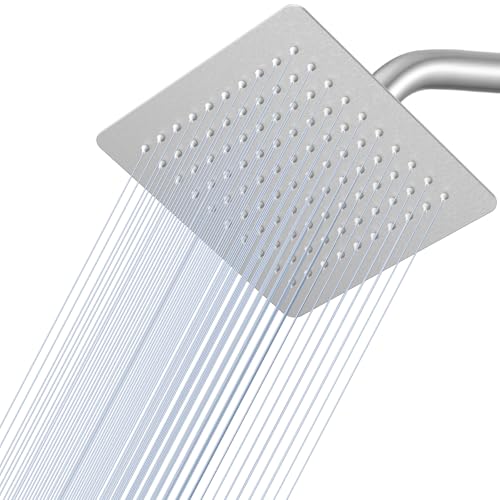 KINLIV 8 Inch Rain Shower Head Brushed Nickel - All Metal Stainless Steel 304, Ultra Thin Design, Square Rainfall Showerheads Modern Bathroom - Full Body Coverage Bath Shower