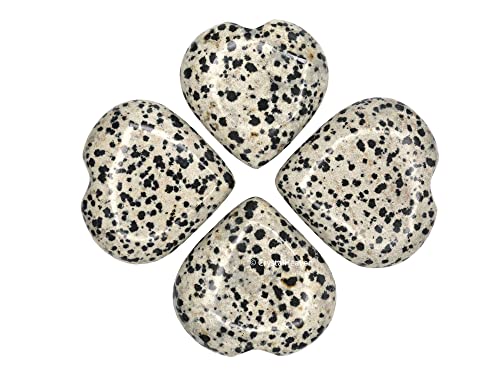 Image of Certified Dalmatian Jasper Crystal Heart Palm Pebbles Stones for Anxiety Stress Relief Massage - AAA Grade Original Healing Gemstone Agate Heart Palm Stone for Yoga Meditation Spiritual