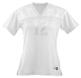 Augusta Sportswear Men's Standard Womens Stadium Replica Football Lightweight Personalized V-Neck Jersey Top, White, Medium