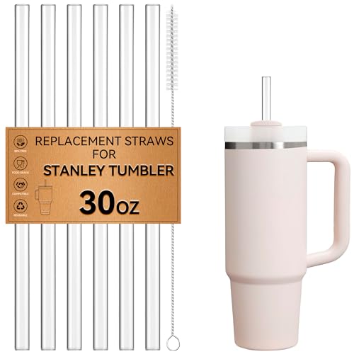 Image of Replacement Straws for Stanley 30 oz Tumbler, 11 inch Long Reusable Straws For STANLEY 30 oz Cups, Tritan Hard Plastic 100% BPA Free Straw Also Fit Simple Modern 30oz Tumblers (6 Pack Clear)