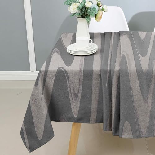 Majestic Giftware Jacquard Tablecloth for Rectangle Tables (THAGY-54144) | Hawaii - Grey Elegant Design Dining Table Cover | Decorative Soft & Washable Tablecloth for Home, Kitchen & Dining (54X144)