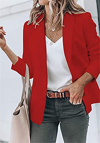 DIACACY Womens Casual Lapel Long Sleeve Blazer Open Front Work Jacket Button Solid Color Office Oversize Cardigan2