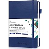 JUBTIC Accounting Ledger Book – Accounting Log for Small Businesses & Personal Use – Bookkeeping Record Book Columnar Journal for Tracking Expenses, Deposits & Balance – Medium, Navy Blue
