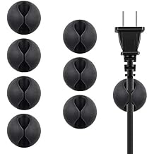BEADNOVA Cable Clips Cord Organizer Cable Management Wire Cord Holder 1 Slots Adhesive Wire Holder for Car Charging Accessory PC Office Home Black, 8 pcs