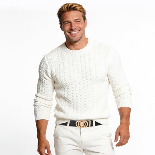 Image of Aurolran Men&Womens Leather Dress Belt Business Automatic Buckle Belt Color-Black Silver Gold