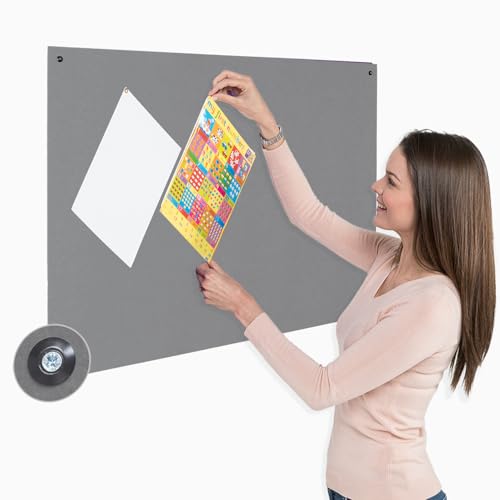 Unframed Fire-Retardant Noticeboard | Wall-Mounted Bulletin Pinboard 800 X 540 mm | 8 Colours to Choose from - Ideal for Office, Classroom (Light Grey)