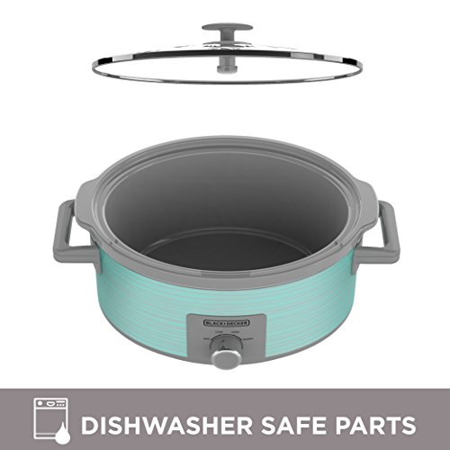 BLACK+DECKER Slow Cooker, 7 Quart (8+ Servings), Dishwasher Safe, Teal Wave, SC2007D