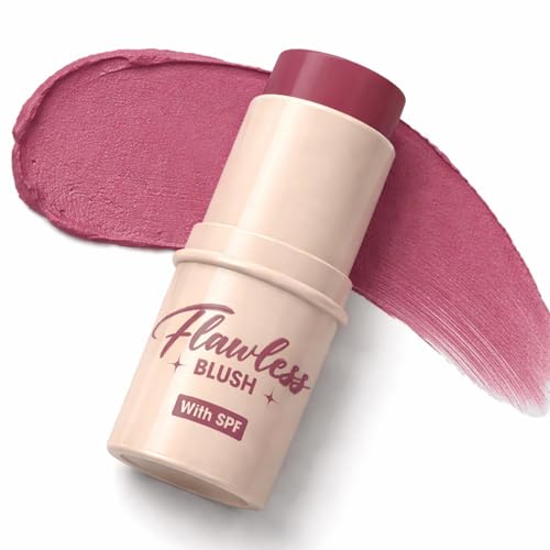 Image of Blue Heaven Flawless Blush Stick with SPF | Infused with Vit C & Hyaluronic Acid | Creamy Blush Stick for Cheeks, 6 Hr Long Lasting Tint Blush for Face Makeup, High Pigment Blusher | Soft Plum | 7.3gm