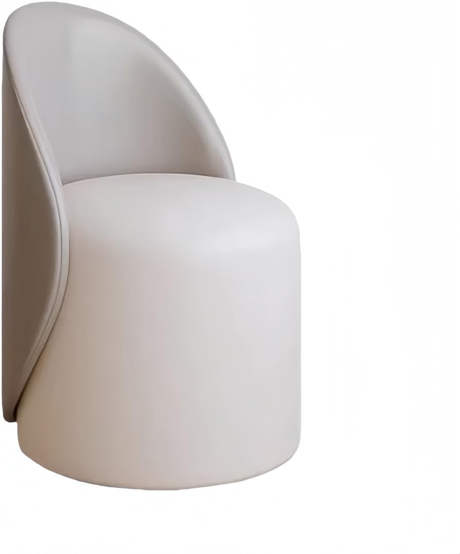 VZXドレッサー椅子スツールドレッサーシンプルな背もたれ北欧快適寝室、化粧室に最適 (グレーと白のパッチワークレザー,回転静音アップ