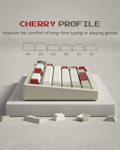 Image of Womier Keycaps, Custom PBT Doubleshot Keycaps 60 65 75 100 Percent, Cherry Profile Retro Keycaps, 61 /64 /68 /84 /87 /100 /104 /108 Gaming Mechanical Keyboard Keycaps, 132 Keys Keycaps Set - Vintage Grey