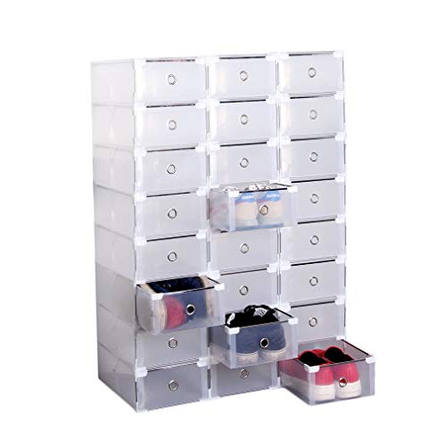 Poncherish 24 Cajas para Zapatos, apilable Caja Transparente de plástico Resistente para Zapatos uomoni Mujeres, 31 x 20 x 11 cm