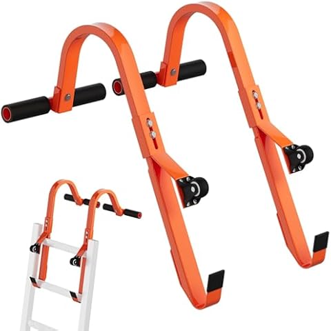 VallisCo Ladder Hooks for Roof – Non-Slip Ladder Roof Stabilizer, Heavy Duty Steel Build with Rubber Ends, Fits Most Ladders, Ideal for Roofing, Home Projects, Contractors Cover
