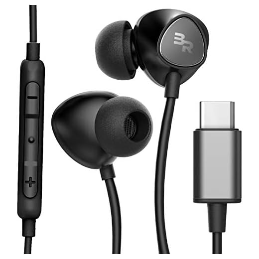 Thore Type C Headphones, in-Ear Wired Earbuds with Microphone & Volume Control Mic Earphones for Samsung Galaxy S23 Ultra/S22/S21/S20 Plus/FE, Pixel 4/5/6a/6/7 Pro & More, Black (USB-C Connection)