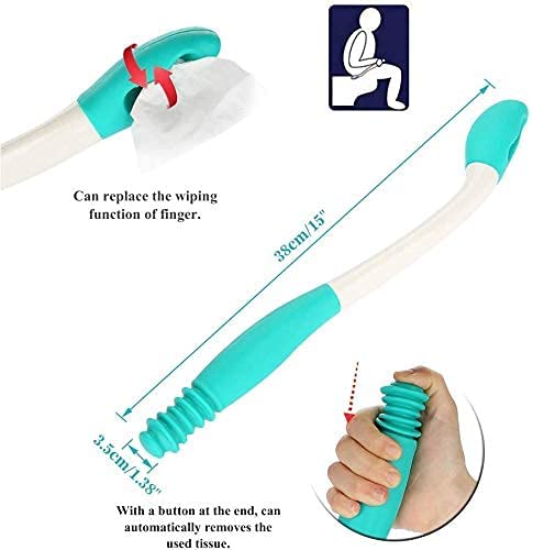 Ausili per la Pulizia della Toilette, Manico Lungo Self Wipe Bottom Wiper Strumento Assistenza per la Pulizia Del Bagno, Long Handle Tergicristallo Porta Carta Igienica Impugnatura Automatica