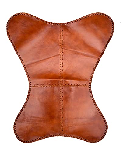 Classy Handmade Leather Living Room Chairs-Butterfly Chair Tan Side Hand Stich Leather Butterfly Chair-Handmade With Powder Coated Folding Iron Frame (Cover With Folding Frame) (Stiching Only Cover) #TOP8