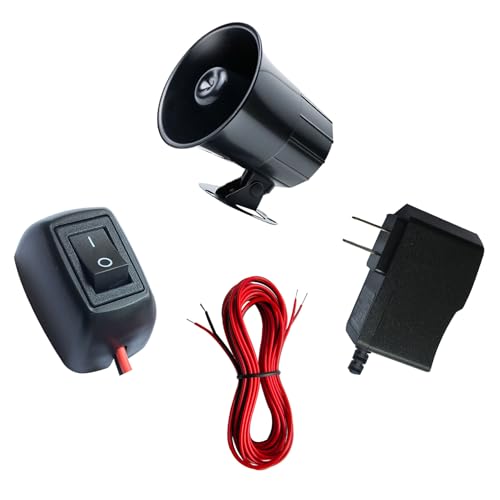 12v Wired Horn Siren Alarm System for Home Security with ON/Off Switch, 110V Power Supply and118 Inch Extension Cable, Easy Installation with All Accessories Provided. -  CARSANBO, LB-ZB