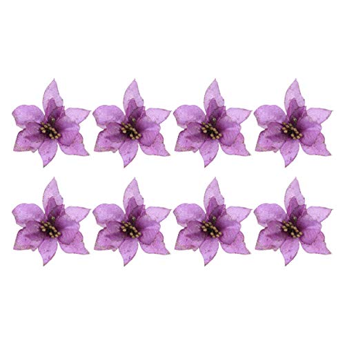 Fleurs de Poinsettia de Noël artificielles à paillettes pour décoration de sapin et mariage