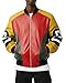 EASTIFIED Mens 8 Ball Pool Billiard Bomber Lightweight Casual Stylish Fashion 80s 90s Retro Zip Up Faux Leather Jacket (3X-Large, Red Yellow Green)