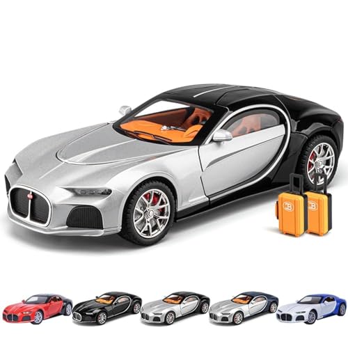 Image of SPITEN 1 /24 Bugatti Toy Car Exclusive Alloy Metal Pull Back Die-Cast Car Scale Model With Sound Light Mini Auto Toy For Kids Metal Model Toy Car With Sound And Light, Multicolor