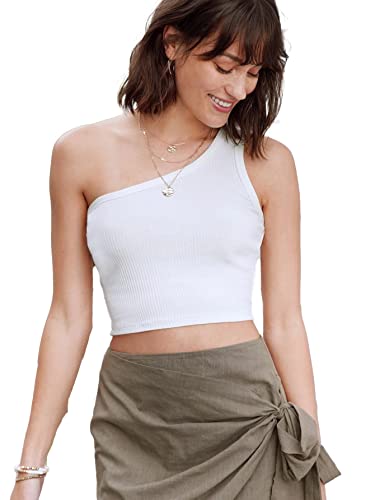 Image of Istyle Can Women's & Girls' Solid Square Neck Ribbed /Knitted Sleeveless Single Shoulder Stretchable Slim Fit Crop Tank Top