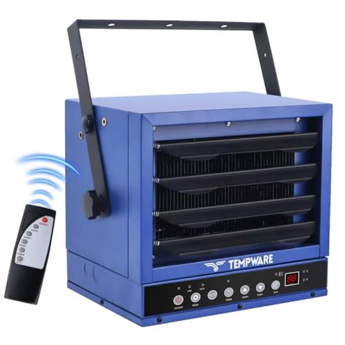 TEMPWARE 7500W Electric Garage Heater, 240V Hardwired Digital Ceiling Mount Fan-Forced Shop Heater with Full-Function Remote and 12-Hour Timer, Ideal for Workshop Warehouse