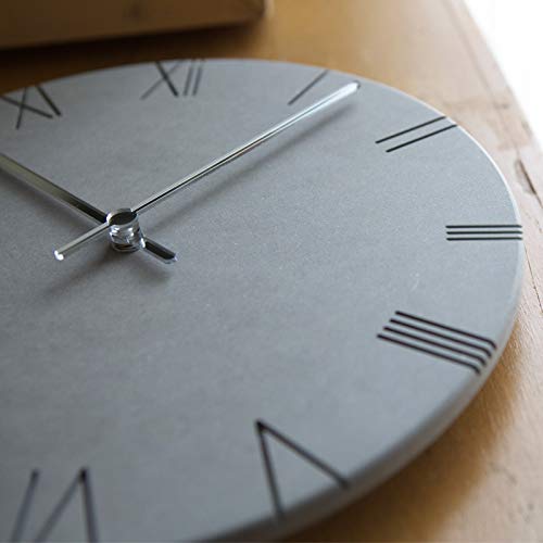 Modern Minimalist Concrete Hiding Gray Silent Wall Clock (Roman Numerals) #TOP4