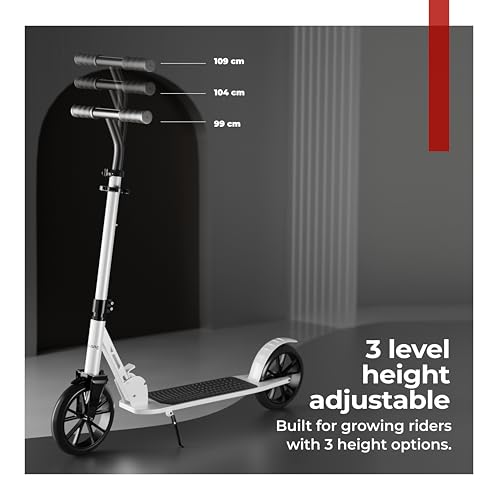 Image of Lifelong Kick Scooter | Scooter for Kids 6-12 Boys & Girls | Foldable Adjustable Height Kick Scooter | 100 Kg Capacity | Big Wheels | Rear Brake | Outdoor Ride Gift for Kids (Black & White)