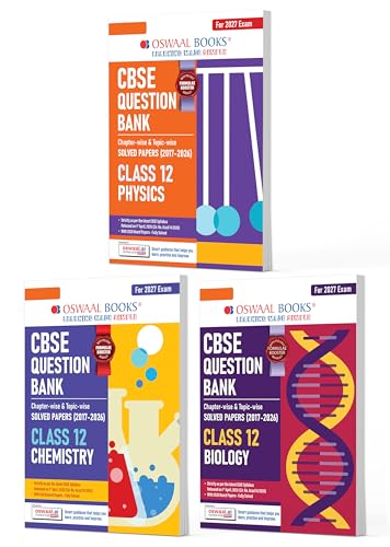 Image of CBSE Question Bank for Class 12 Physics, Chemistry & Biology (Set of 3) Chapter & Topic-wise: Solved Papers (2017-2026) | Includes 2026 solved Papers | With oswaal.ai | For 2027 Exam