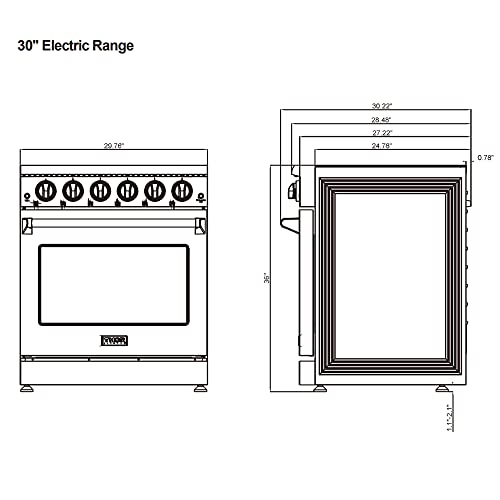 Thor Kitchen 30 inch Freestanding Professional Electric Range in Stainless Steel with 4.55 Cu