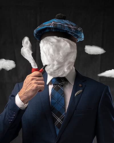 Image of Scottish Tam O' Shanter Hat Tartan Bonnet Pom Pom Wool Flat Cap One Size