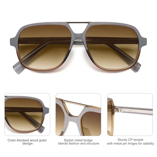 SOJOS Retro Aviator Sunglasses Womens Mens Vintage Double Bridge Sun Glasses 70s 80s 90s Shades SJ23994