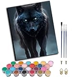 WANGWANGMIAO Malen nach Zahlen (Schwarzer Wolf) Malen nach Zahlen Erwachsene, Paint by Numbers Adult, DIY Handgemalt Ölgemälde für Home Décor Geschenk 40x50cm,ohne Rahmen