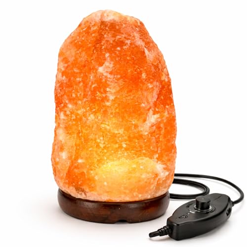Himalayan Salt Lamp 23 kg with UK Plug Dimmer Switch Natural Pink Himalayan Crystal Rock Lamp with Wooden Base Relaxing Warm Ambient Night Light for Bedroom Living Room Meditation & Home Decor