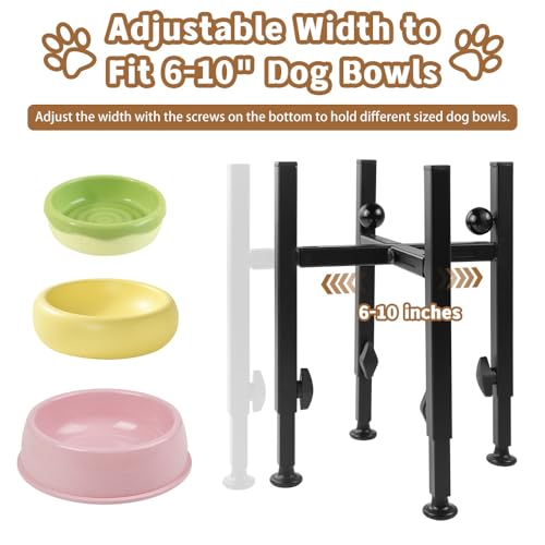 Erhöhter Hundenapf mit 10-15° Geneigten, 3 Höhenverstellbar 7,5-18,5cm Breit Futterstation Stabiler und Rutschfester Metall Futternapf Hund Erhöht für Kleine, Mittelgroße, Große Hunde (Nur Ständer)