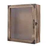 NBEADS 3D Bilderrahmen Holz Shadow Box, 28x33x12cm Kiefern Ausstellungsgehäuse Mit Acryl Sichtfenster Scharnierdeckel Rustikales Holz Erinnerungskasten Für Hochzeitsblumen Medaillen Andenken Display