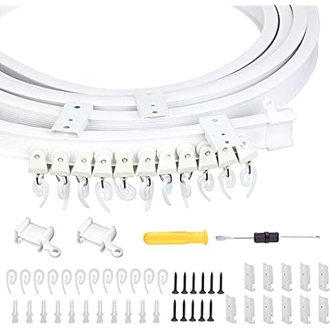 SUNYOK 3.5m Ceiling Curtain Track Bendable Ceiling Mounted Curtain Track Flexible Curtain Track for Bay Windows RV Room Divider Curtain Rail Cover