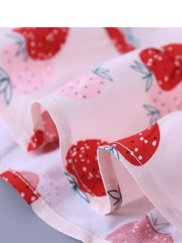 Image of Bold N Elegant Toddler Girls Summer Dress with Crochet Hat Set, Sleeveless Floral /Strawberry Print Tiered Sundress, Casual Beach Party Outfit for Baby Girls 1-6 Years