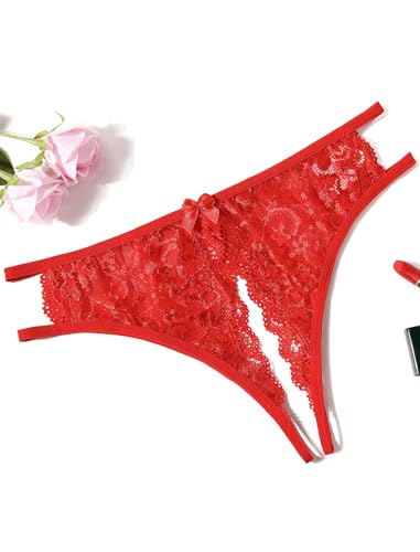 Image of Avidlove Women Lace Panties Sexy Thong Underwear Floral Lace Briefs | Womens sexy panty with Cute Bow Center Low Rise Underwear Mesh Hollow Out G-String 1-4 Pack