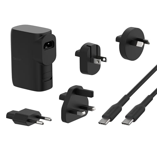 Belkin BoostCharge Solution Hybride 2-en-1 Chargeur Secteur 25W + Batterie Externe 5000mAh 2 Ports, Port USB-C PD 3.0 et Port USB-A, Power Bank 5K, Chargeur...