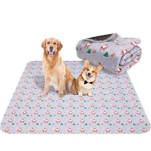 Aitmexcn Christmas Washable Pee Pad for Dogs, 2PCS 36*48in Xmas Super Absorbent Reusable Puppy Pads Pet Training Pads, Waterproof mats for Playpen, Crate, Whelping Box, Potty Training