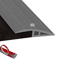PVC Türschwellen Leiste, 1M x 5cm PVC Übergangsleiste Bodenleiste, Übergangsprofil Selbstklebend, Schwellenrampe Übergangsschiene Selbstklebend, für Parkettböden, Schwellen (Graue Holzmaserung)